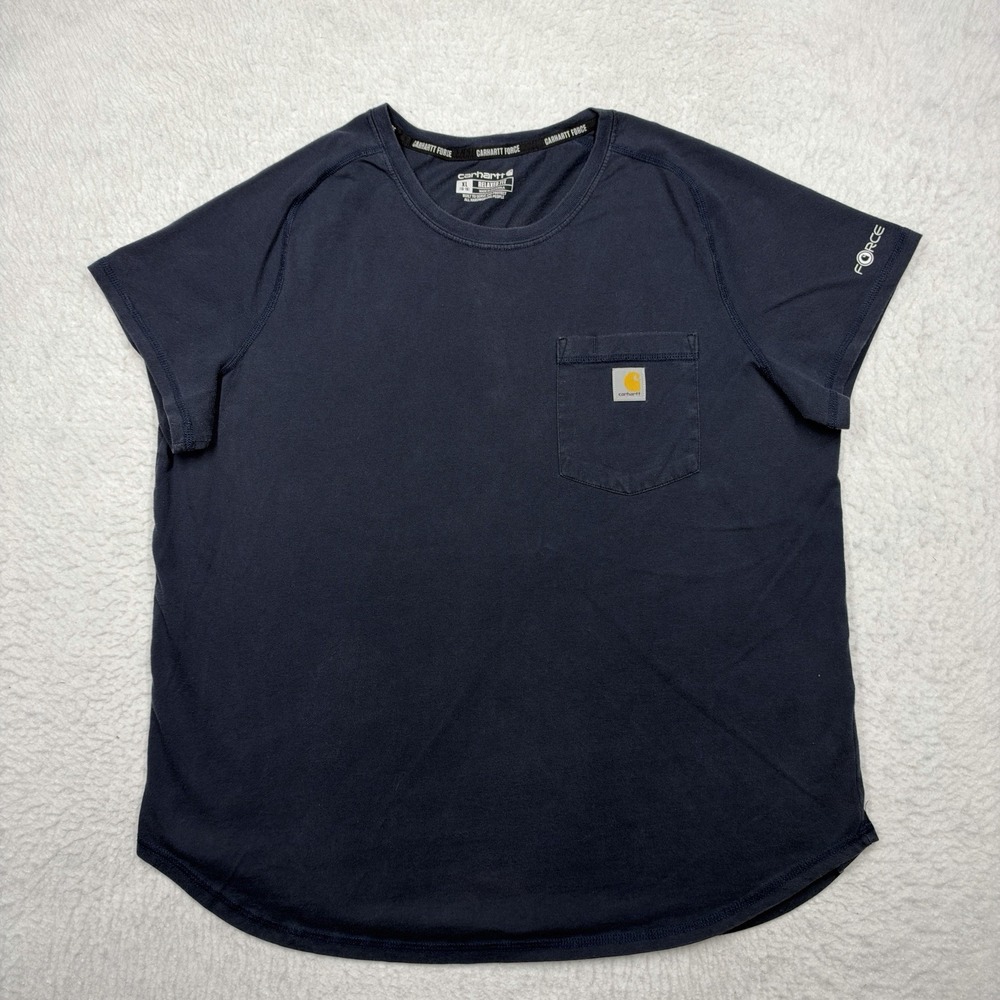 Carhartt Force Relaxed Fit T Shirt Blue Short Sleeve Pocket Tee Women's Size XL
